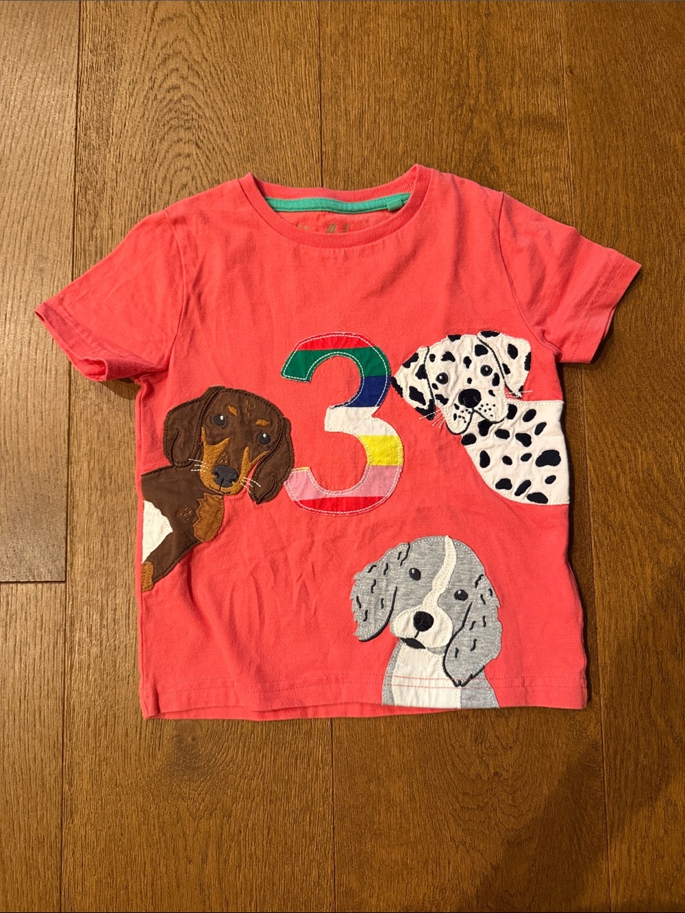 Kids Pink Puppy Graphic Tee with Number 3